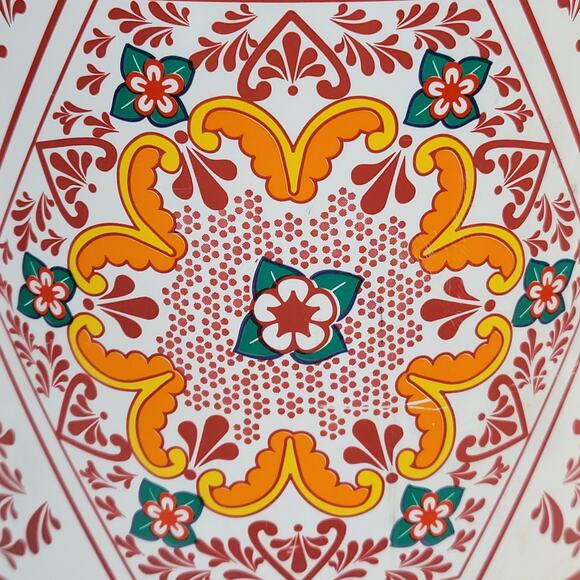 VINTGE Tupperware One Touch Canister Red Lidded Orange Rosemaling Tole Red 90s - Picture 8 of 14